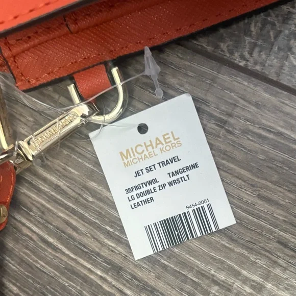 Michael Kors double zip wristlet /wallet jet set travel in tangerine NWT - Picture 10 of 10
